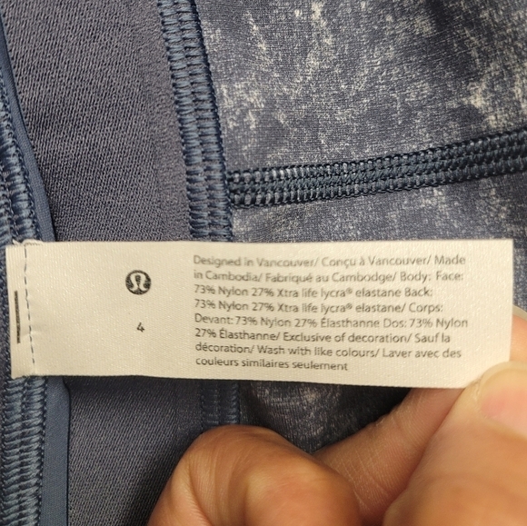 Lululemon High Rise Paddle Crop 15.75" Denim Wash Print Blue Hail Multi Size 4 - Picture 12 of 16
